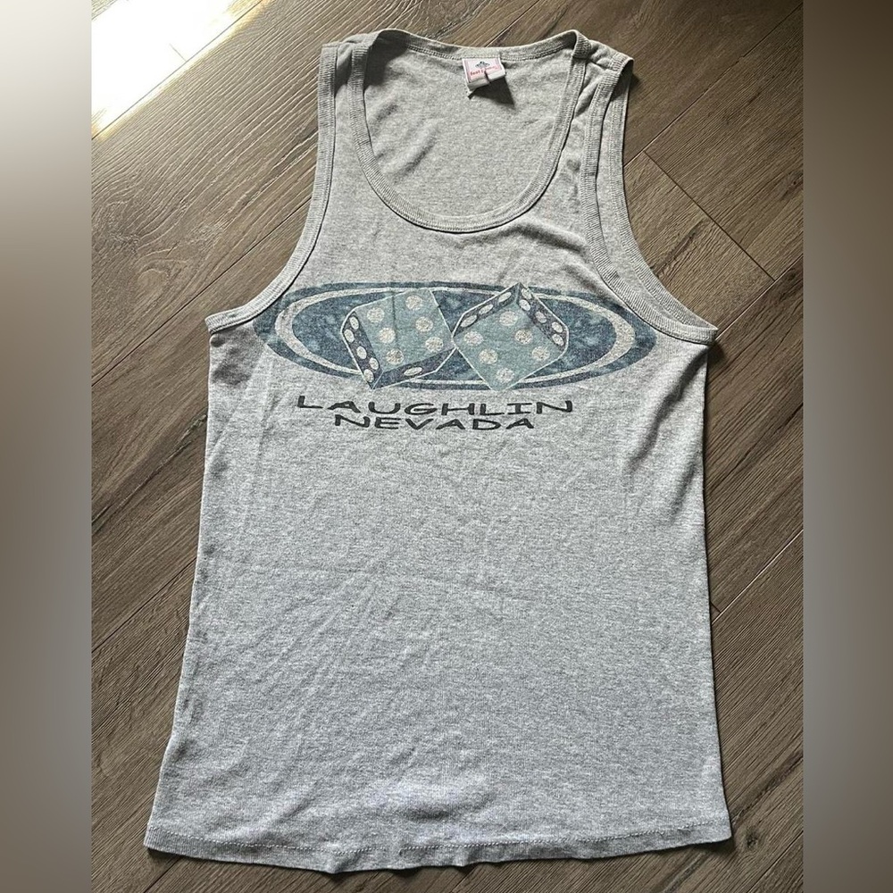 VINTAGE Y2K Laughlin Nevada DICE gray tank top